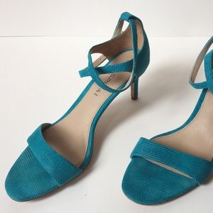 Via Spiga Turquoise Strappy High Heel Sandals